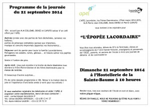 Programme de la journée du 21 septembre 2014